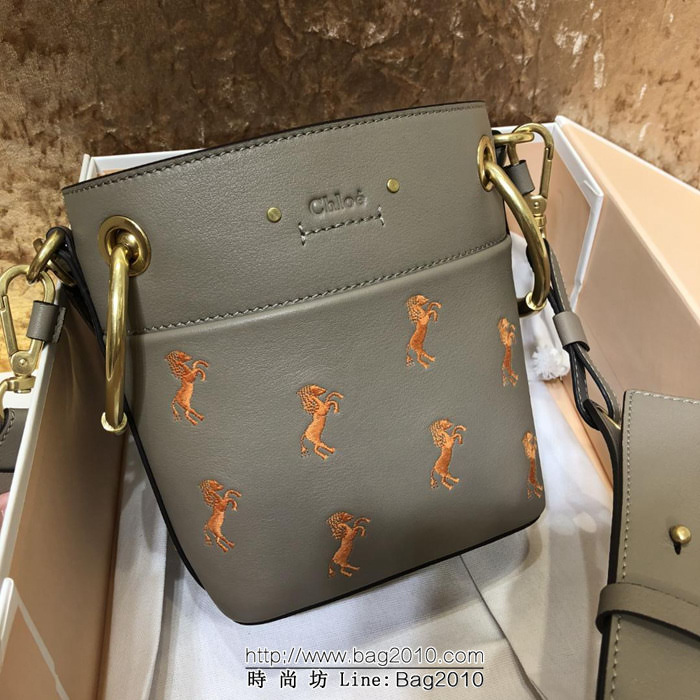 Chloe克洛伊 2018秋季系列 紅色圖騰貼繡 定制款限量小馬刺繡 Roy水桶包 唐嫣同款  ypk1005